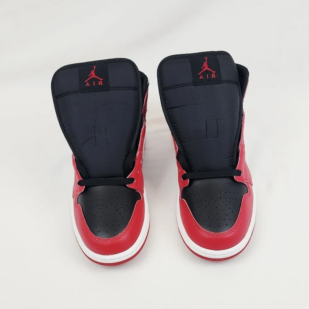 Air Jordan 1 Mid Sneakers Black/Gym Red/White